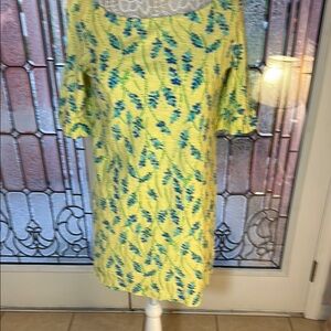 Floral Yellow and Blue Dress